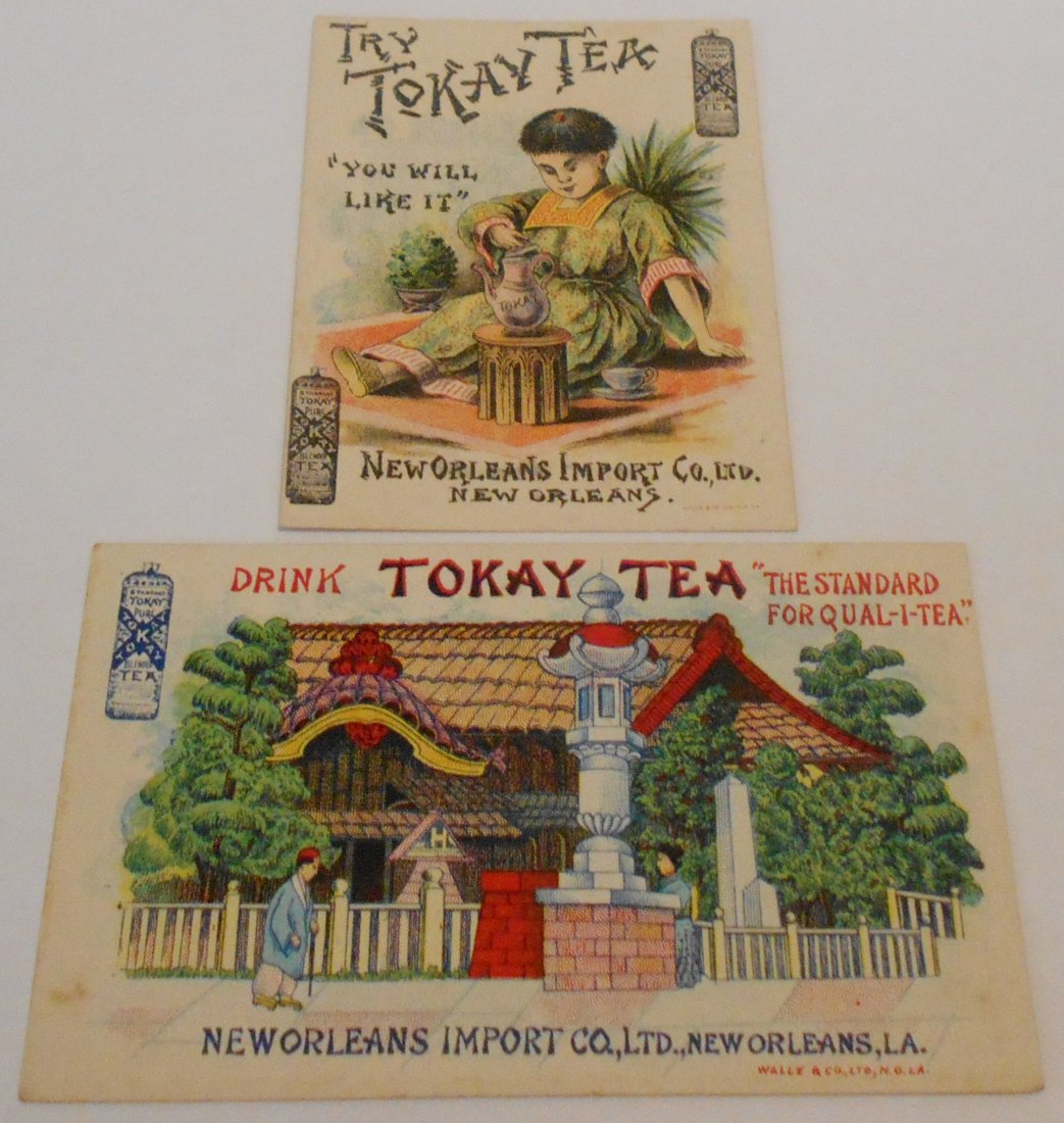 Tokay Tea Trade Cards: Two trade cards, New Orleans Import Co., see photos.