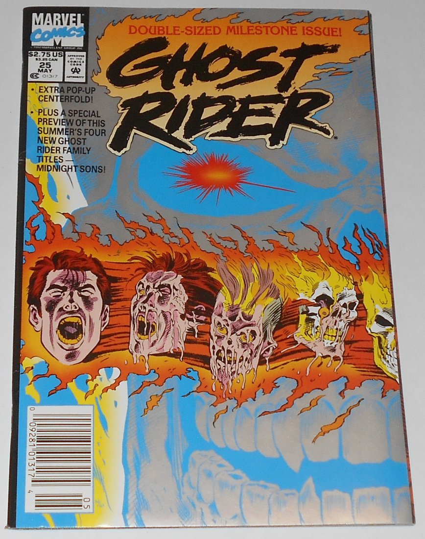 Ghost Rider #25: May 1992, marvel Double-Sized, Pop-Centerfold, see photos.