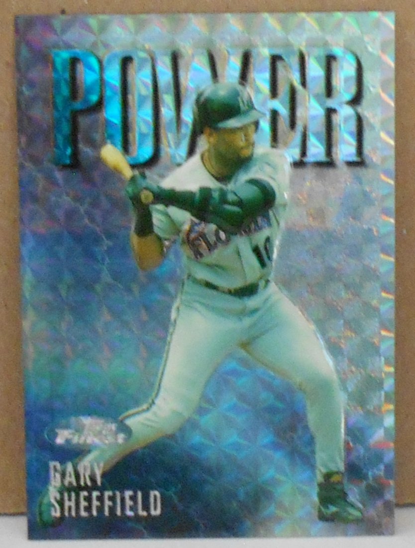1997 Topps Finest Power Gary Sheffield: #109, Theme P24, uncommon refractor, see photos.