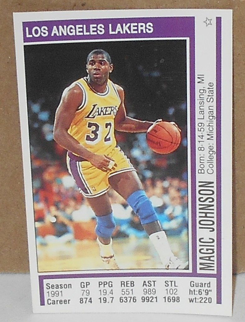 1991-92 Panini Sticker Magic Johnson: #18, this is a sticker, see photos.