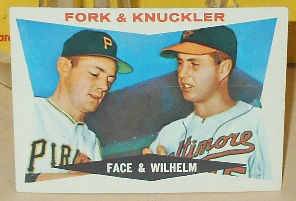 1960 Topps Fork & Knuckler: #115, Face & Wilhelm, see photos.