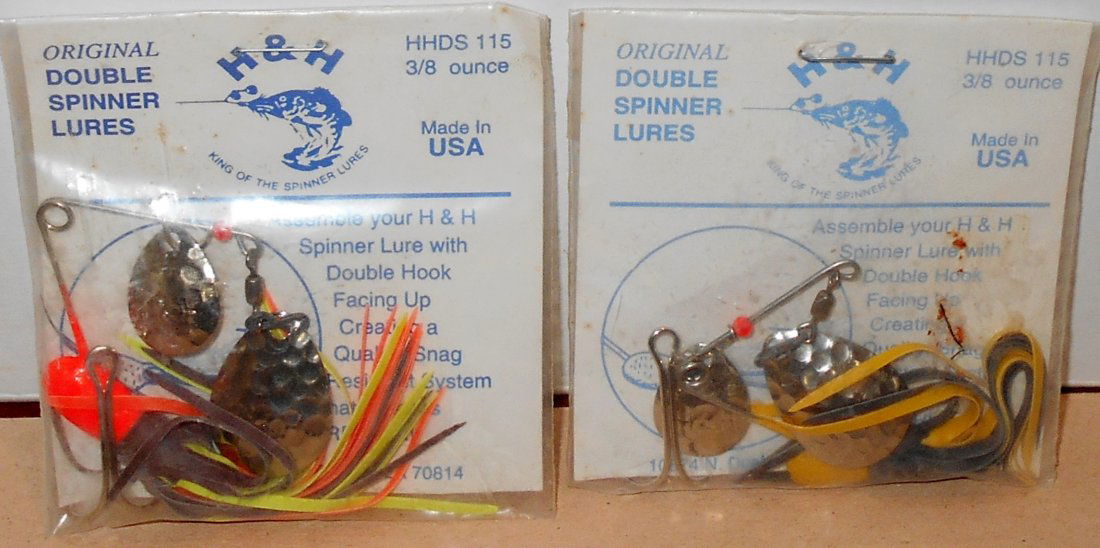 H & H Double Spinner Lures: Two different lures, unopened, see photos.