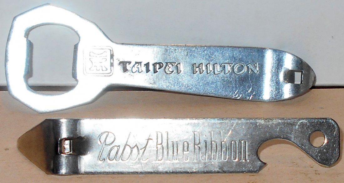 Opener Lot: Taipei Hilton and Pabst Blue Ribbon, can and bottle openers, see photos.