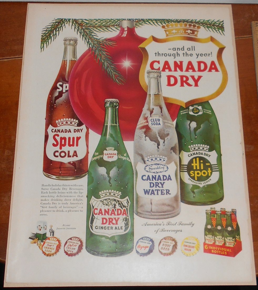 Canada Dry: Ad cut from Post, Life, or Look, great for framing, see photo.