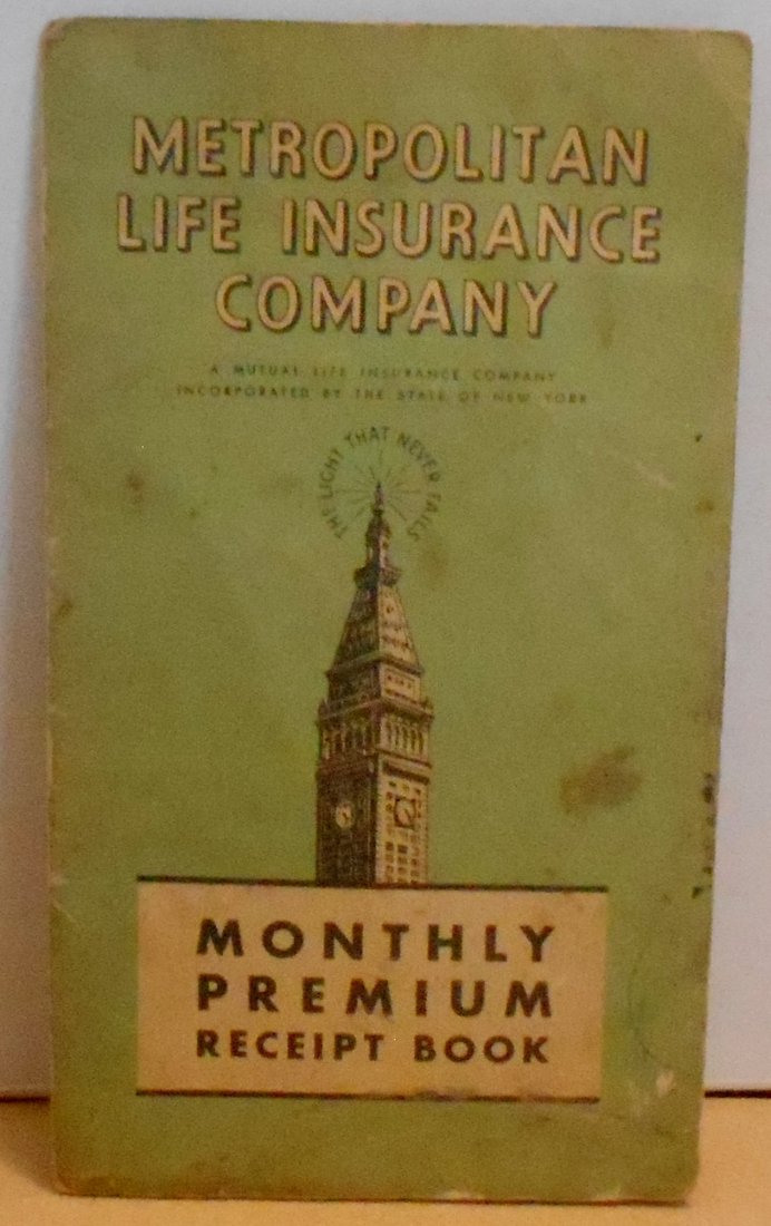Monthly Receipt Book: 1950's, Life insurance co., see photos.
