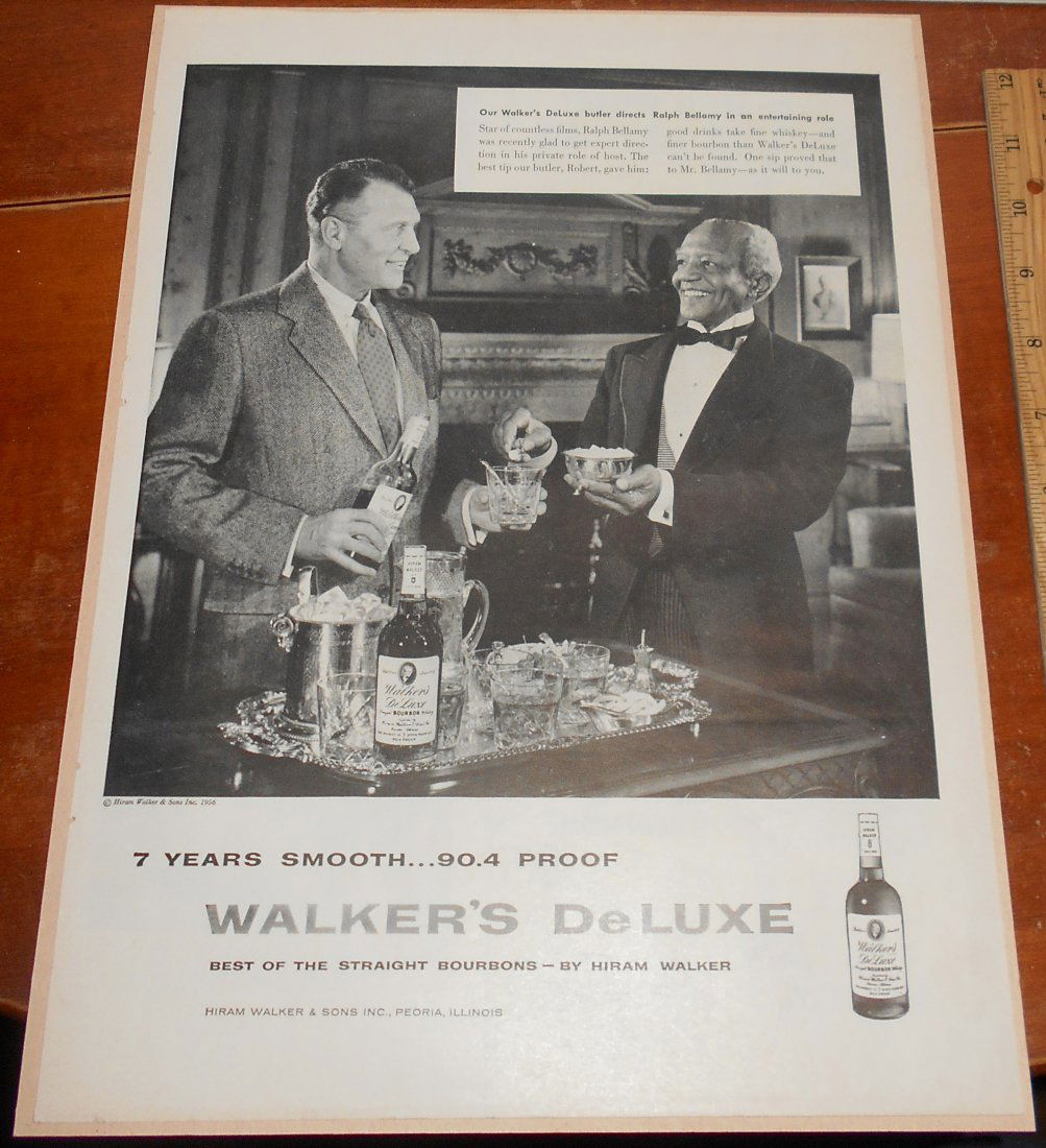 Hiram Walker Bourbon: Ad cut from Post, Life, or look, great for framing, see photo.