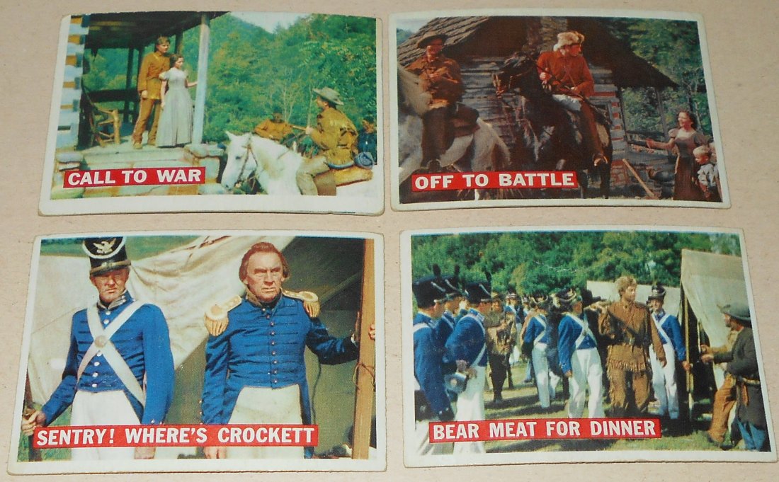 1958 Davey Crockett Card Lot: Orange back, four different cards, see photos.