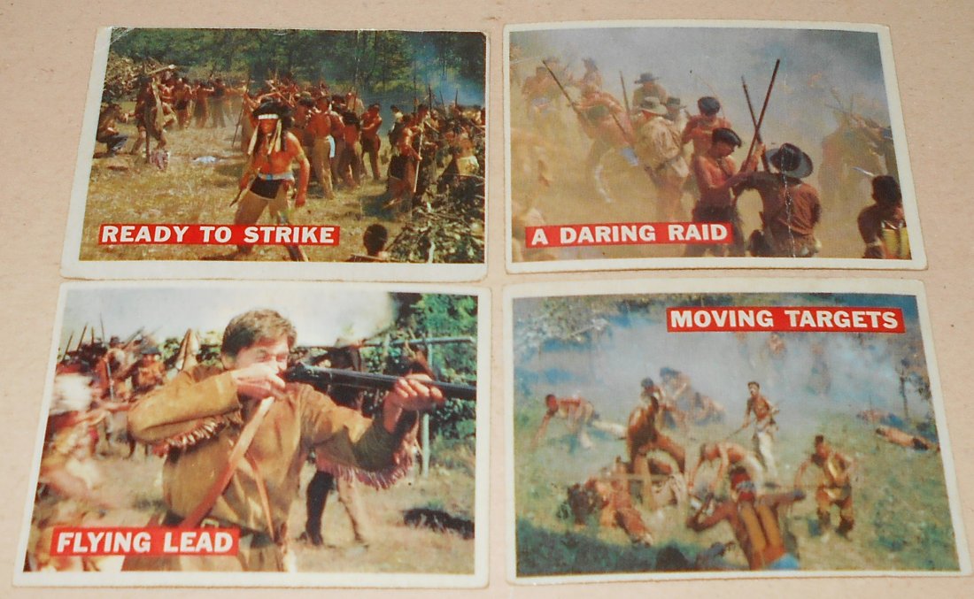 1958 Davey Crockett Card Lot: Orange back, four different cards, see photos.