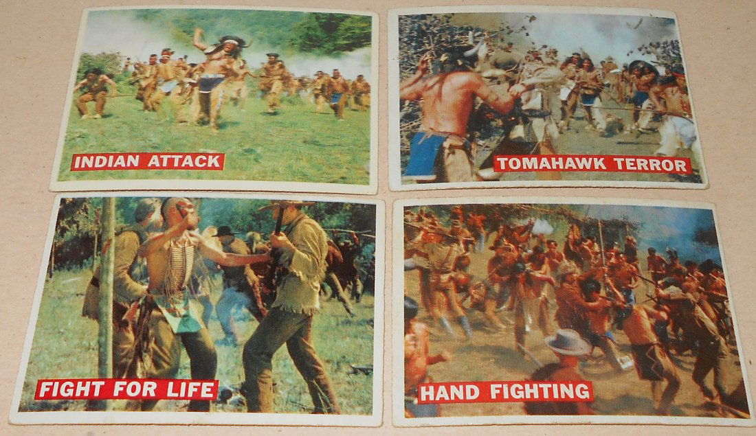 1958 Davey Crockett Card Lot: Orange back, four different cards, see photos.