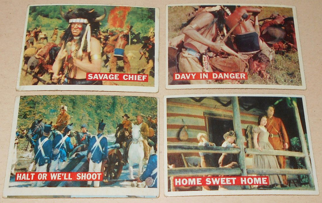 1958 Davey Crockett Card Lot: Orange back, four different cards, see photos.