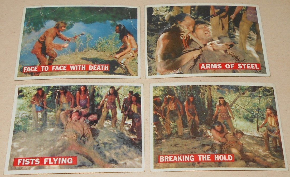 1958 Davey Crockett Card Lot: Orange back, four different cards, see photos.