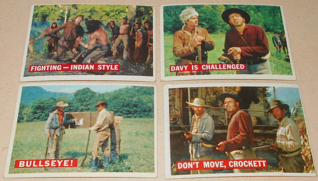 1958 Davey Crockett Card Lot: Orange back, four different cards, see photos.