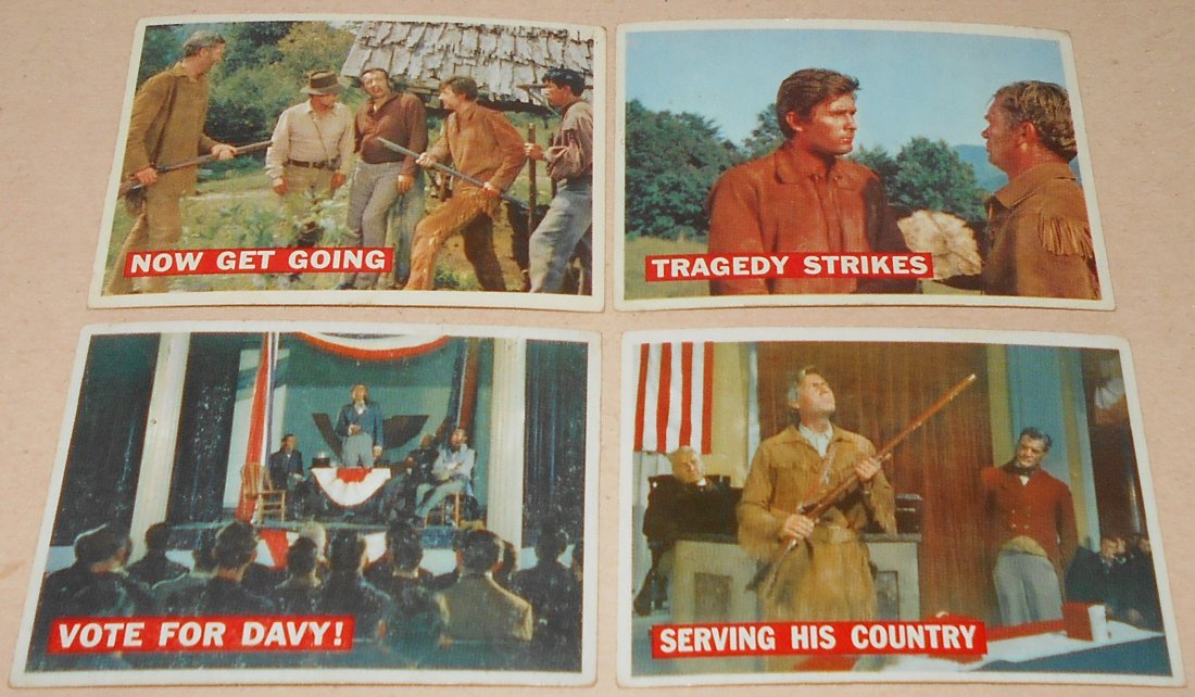 1958 Davey Crockett Card Lot: Orange back, four different cards, see photos.