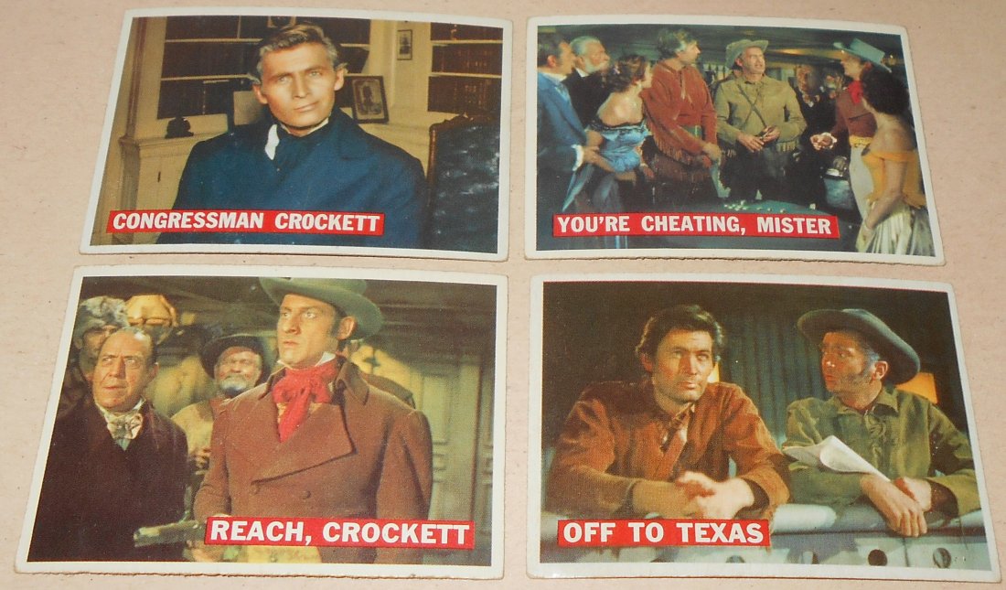 1958 Davey Crockett Card Lot: Orange back, four different cards, see photos.