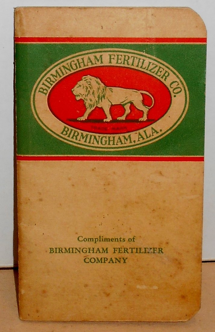 Pocket Handbook: 1936 Birmingham Fertilizer Co., Birmingham, Ala., pocket handbook, see photos.