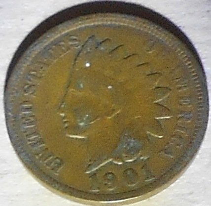 Indian Head Cent: 1901, one cent, United States of America, see photos.