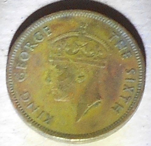 King George The Sixth: Ten cents, 1949, Hong Kong, see photos.