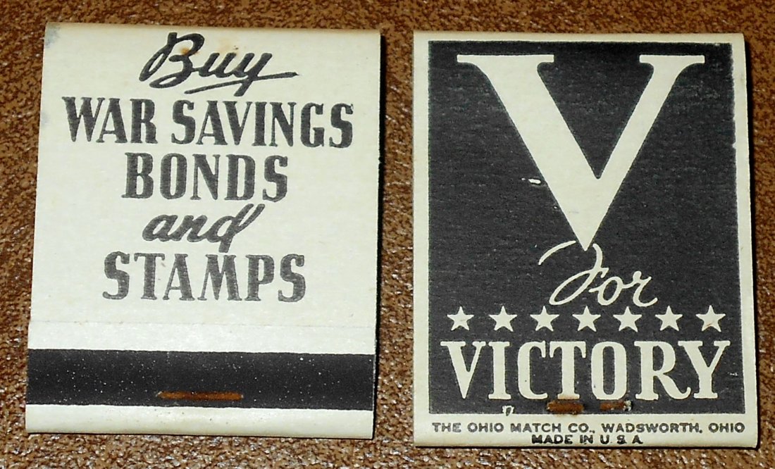 Full Matchbook Lot: Two full War Bond and Stamps matchbooks, see photos.