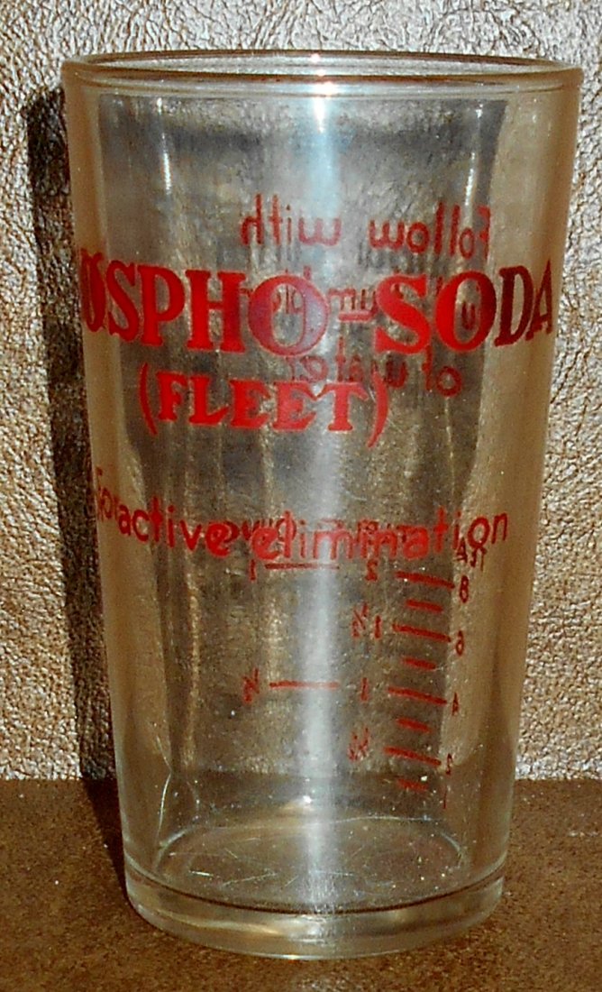 Phospho-Soda Glass: Fleet, glass to mix it in, some paint faded, see photos.