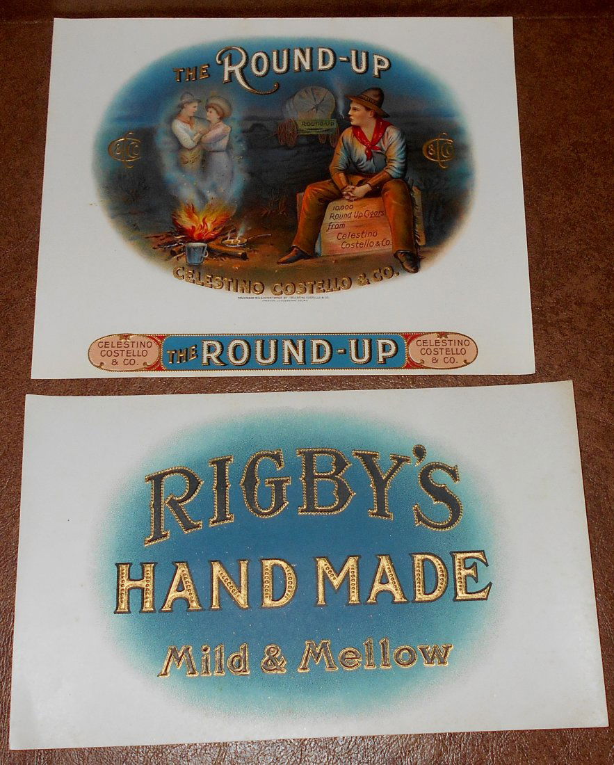 Cigar Box Label Lot: Two different cigar box labels, great for framing, see photos.