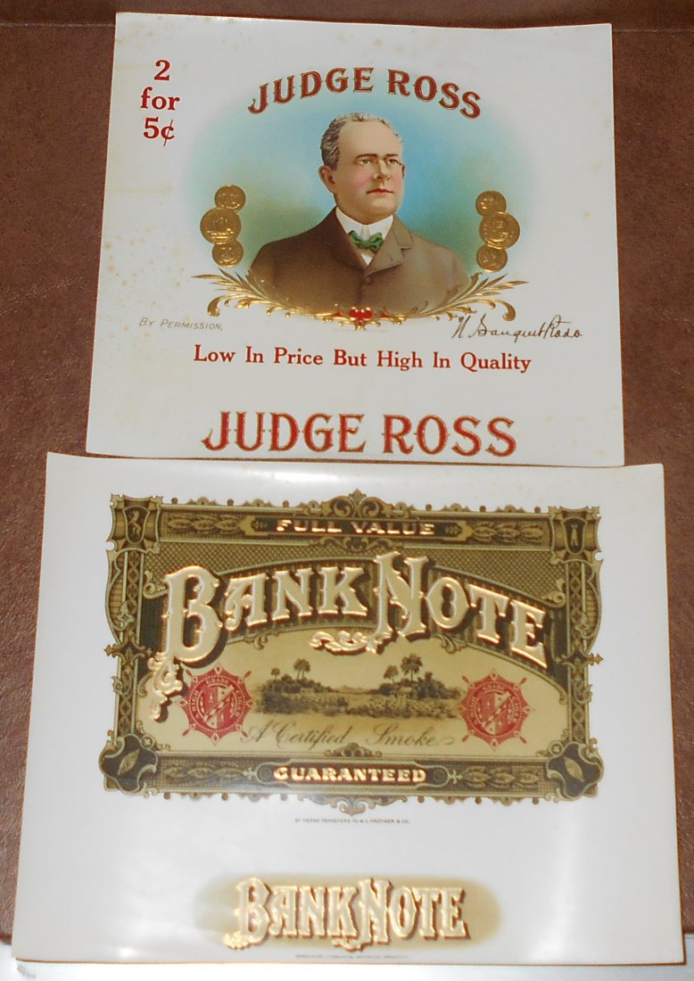 Cigar Box Label Lot: Two different cigar box labels, great for framing, see photos.