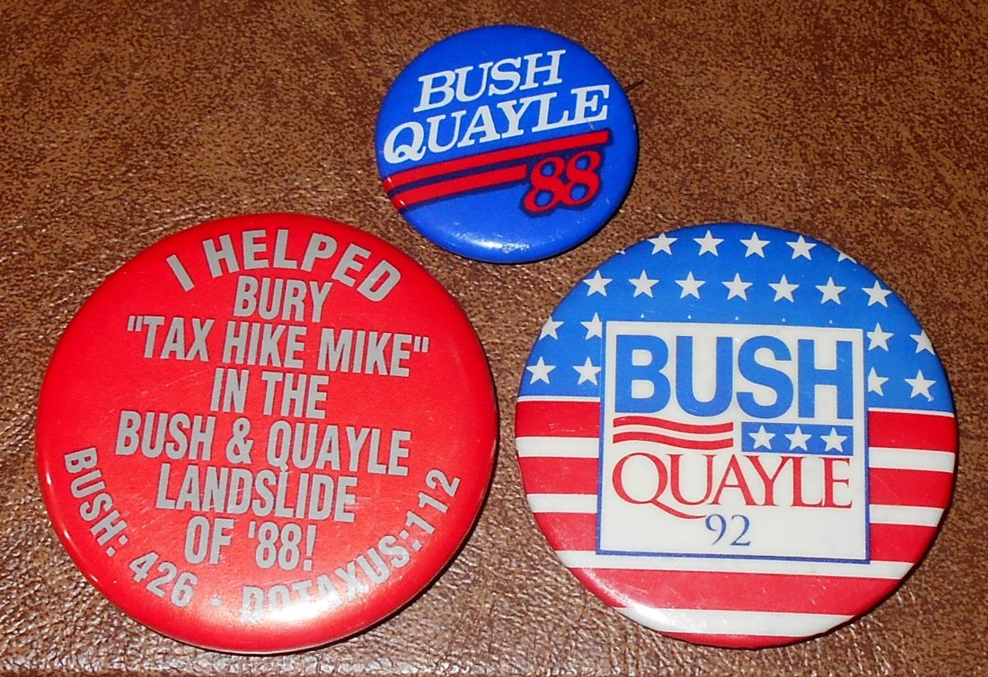 Bush Pin Lot: Three different George Bush pins, see photos.