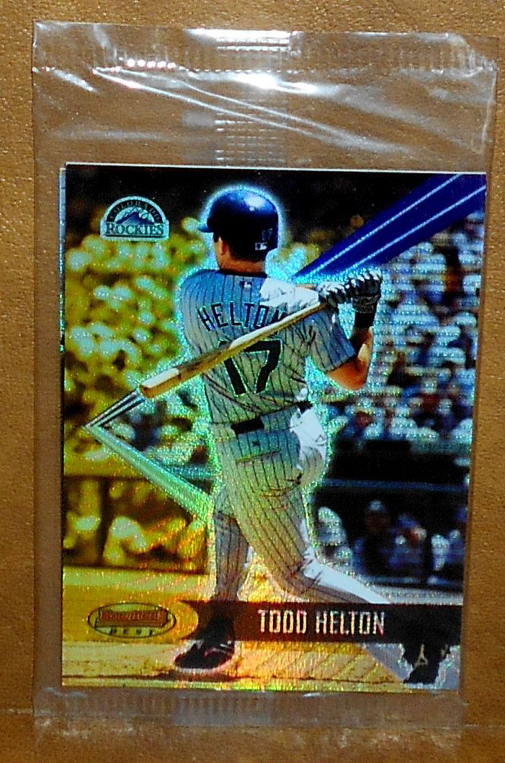 2001 Bowman Best Pre-production Baseball Pack: Todd Helton front, Vernon Wells back, see photos.