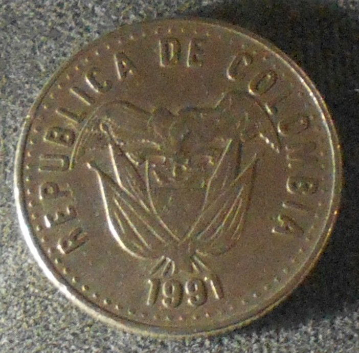 1991 Republica De Colombia: 50 pesos, see photos.