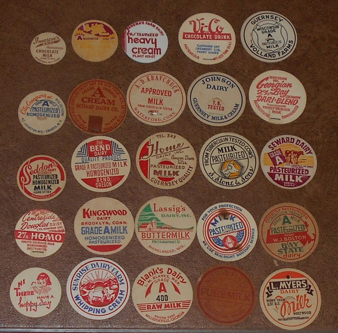 Milk Cap Lot: 25 different milk caps, see photos.