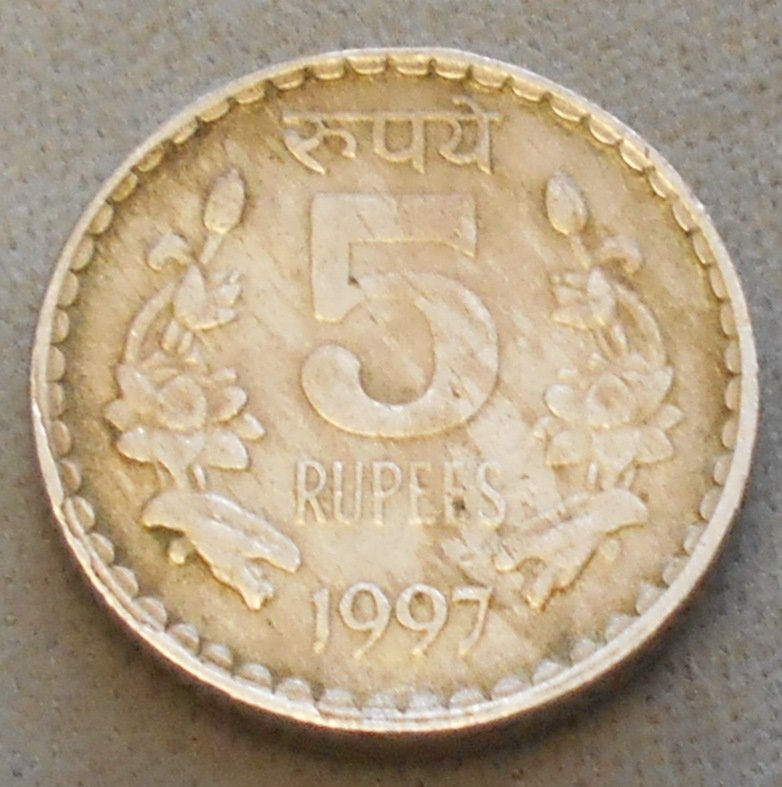 1997 5 Rupees: India, see photos.