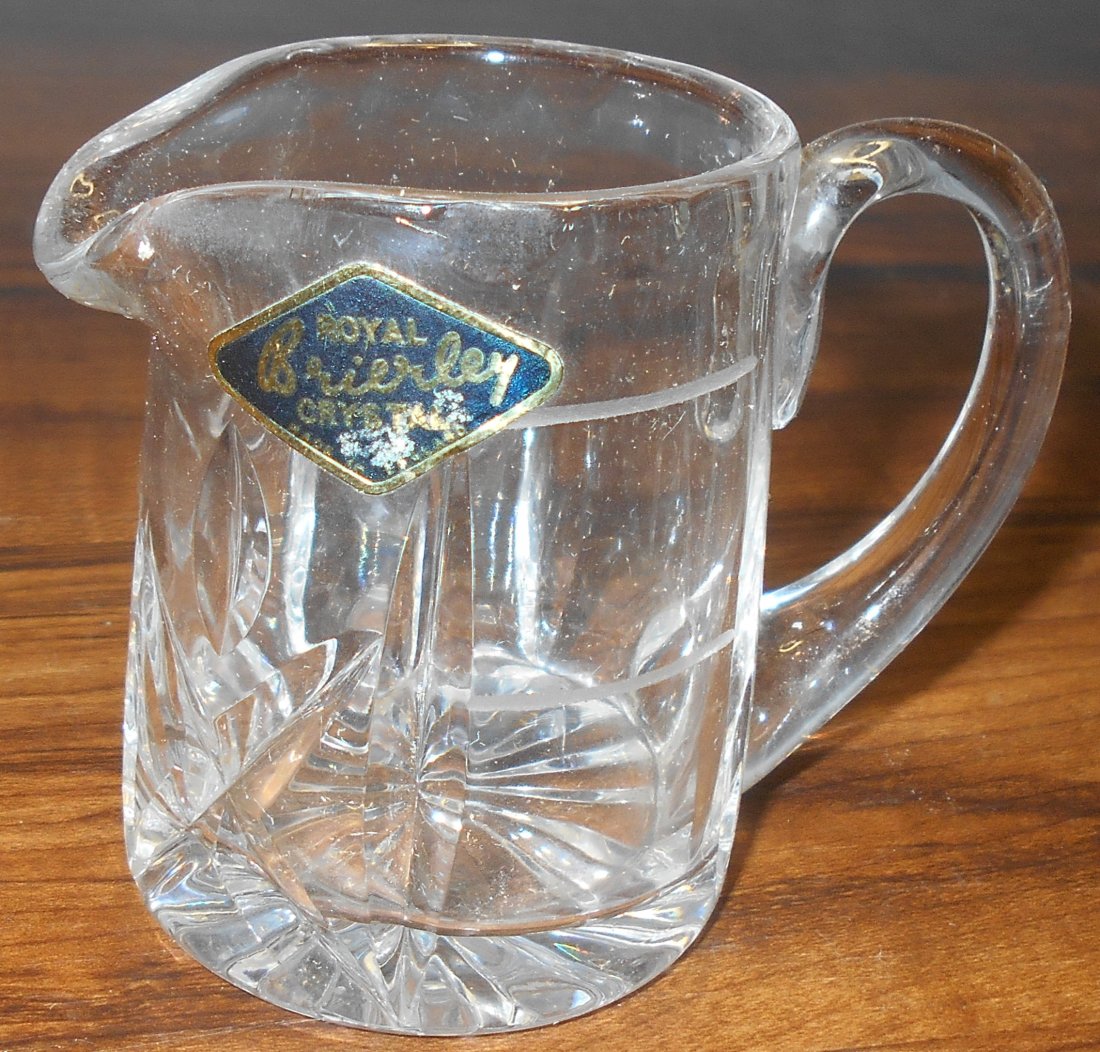 Small Crystal Pitcher: Brierley Royal Crystal, made in England, has label, see photos.