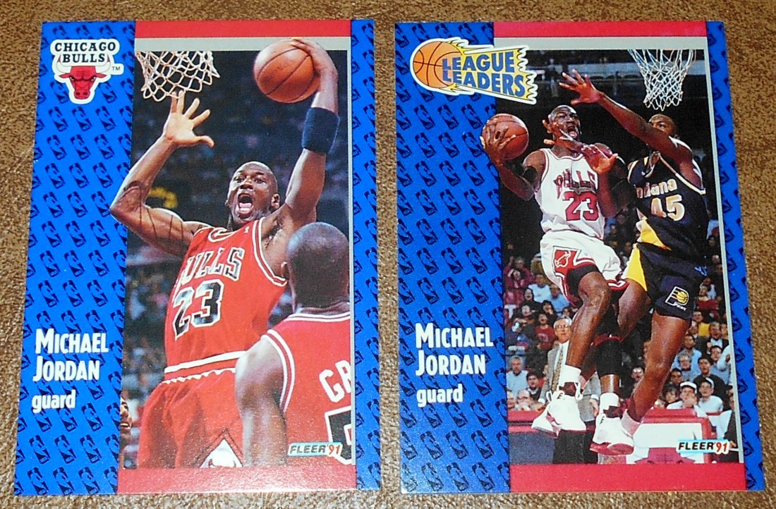 1991 Fleer Basketball Card Lot: Michael Jordan #29 & #220, see photos.