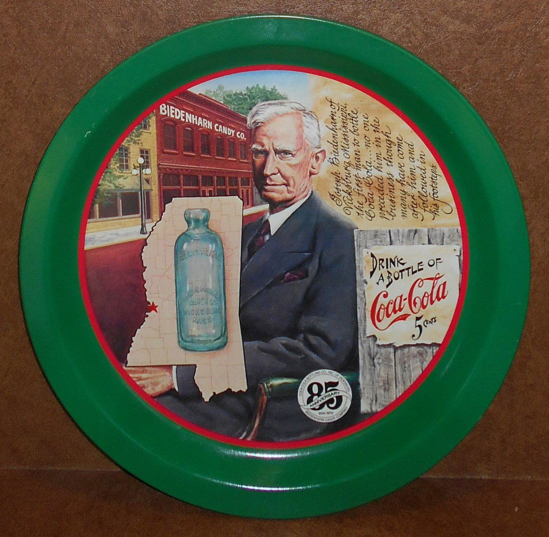 Coca-Cola Tray: Biedenharn Candy Co., first bottler of coca-cola, see photos.