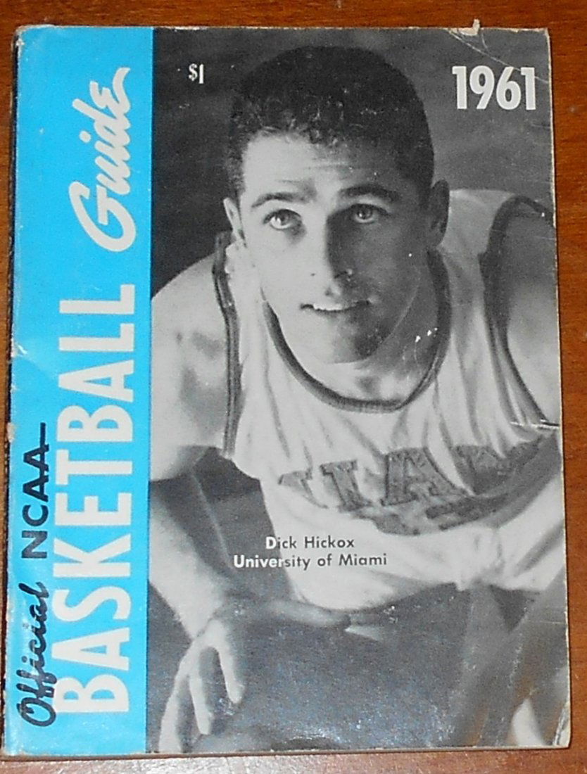 1961 NCAA Basketball Guide: Dick Hickox, University of Miami on cover, see photos.