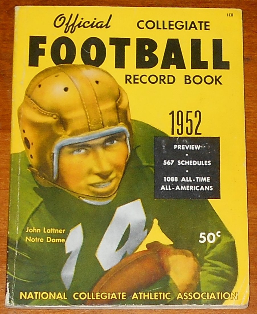 1952 NCAA Football Record Book: John Lattner, Notre Dame on cover, see photos.