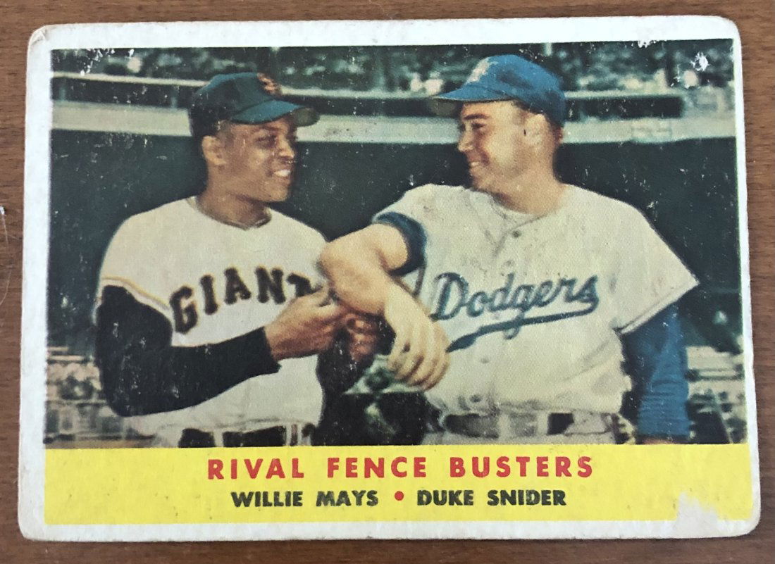 Rival Fence Busterd: 1958 Topps, #436, Willie Mays - Duke Snider see photos.