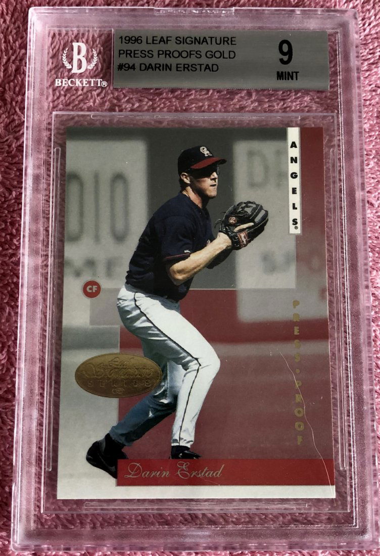 Darin Erstad: 1996 Leaf Signature, Press Proof Gold, Beckett Mint 9, #94, see photos.