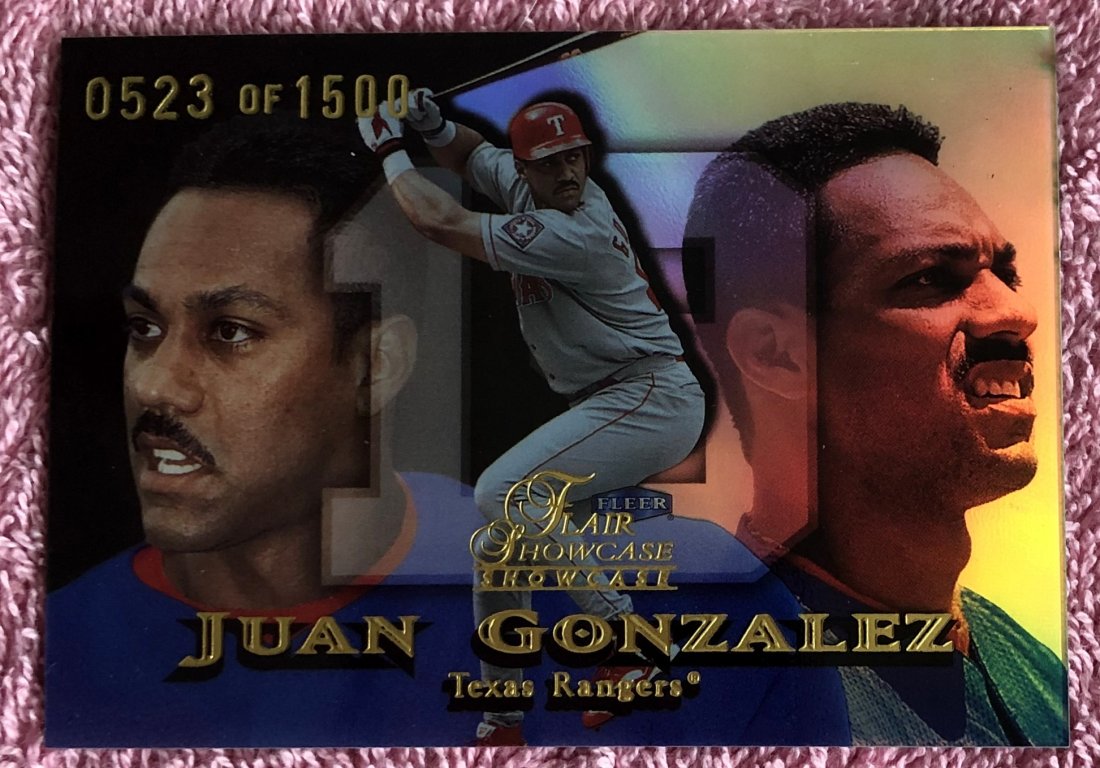 Juan Gonzalez: 1999 Flair Showcase, 523 of 1500, Seat 1, Row 19, see photos.