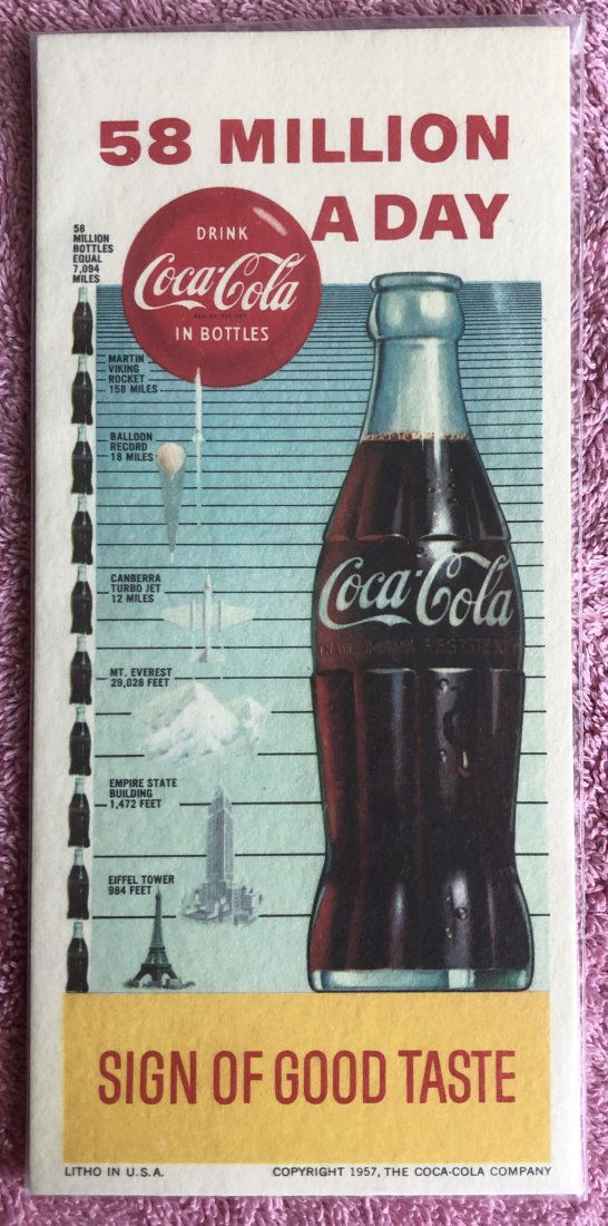 Coca-Cola Blotter: 1957, unused blotter, see photos.