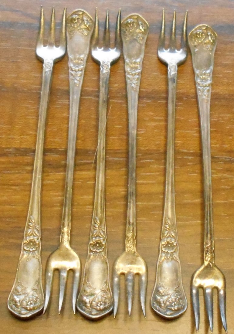Cocktail Forks: Six forks, Reliance Plate, see photos.