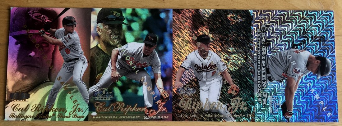Cal Ripken Jr.: 1998 Flair Promotional 4 card strip, uncut, see photos.
