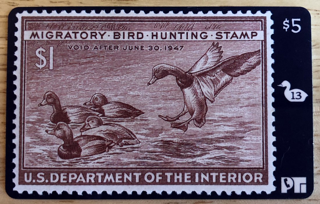 Duck Stamp Phone Card: Migratory bird hunting stamp on phone card, see photos.