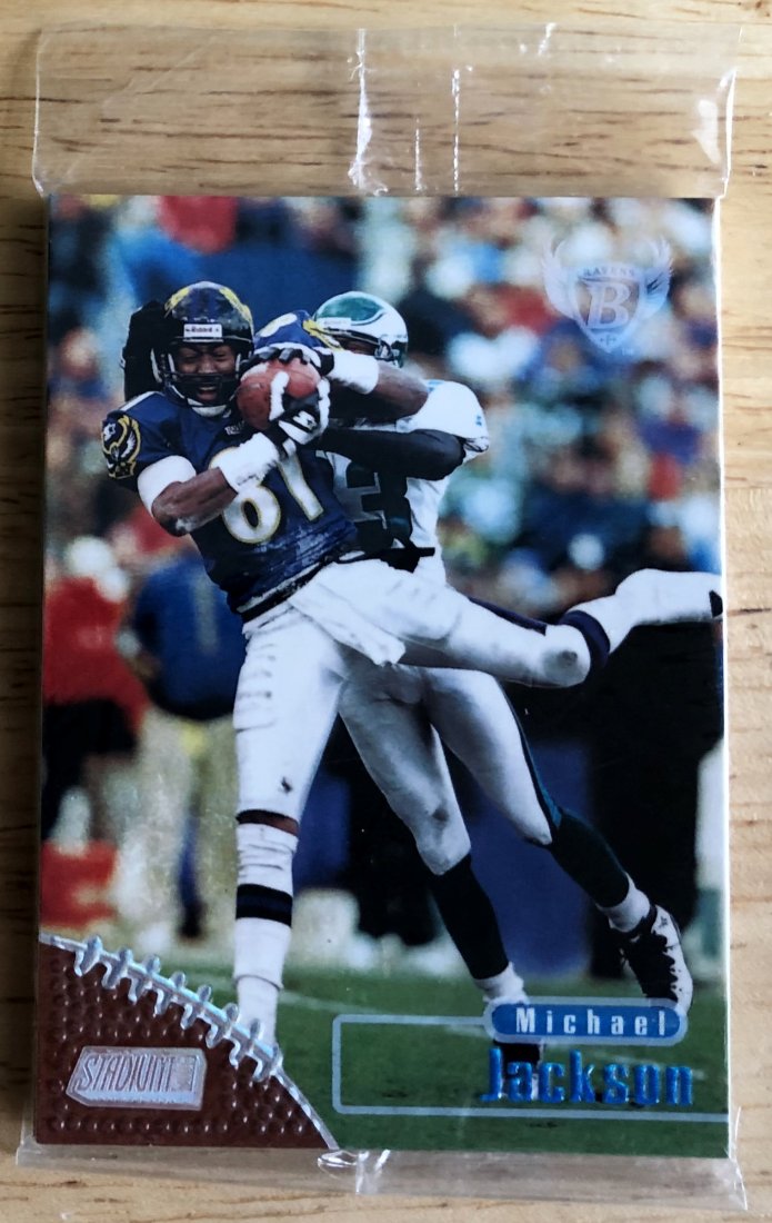 Promo -Pre-production - Sample Pack: 1998 Stadium Club Football, Michael Jackson on front, Darrell Green on back, unopened, see photos.