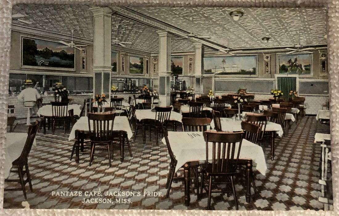 Post card Jackson, Miss.: Pantaze Cafe, Jackson's Pride, Jackson, Miss., see photos.