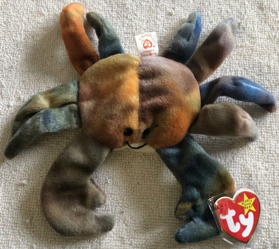 Beanie Baby: 1996 Claude, has both tags, with protector on ear tag, see photos.