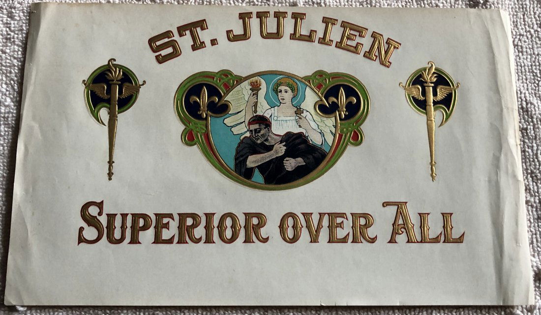 Cigar Box Label: St. Julien, great for framing, see photos.