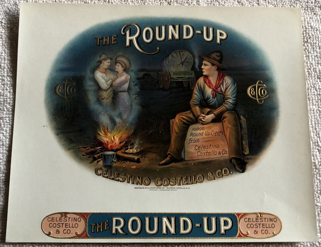 Cigar Box Label: The Round Up, great for framing, see photos.