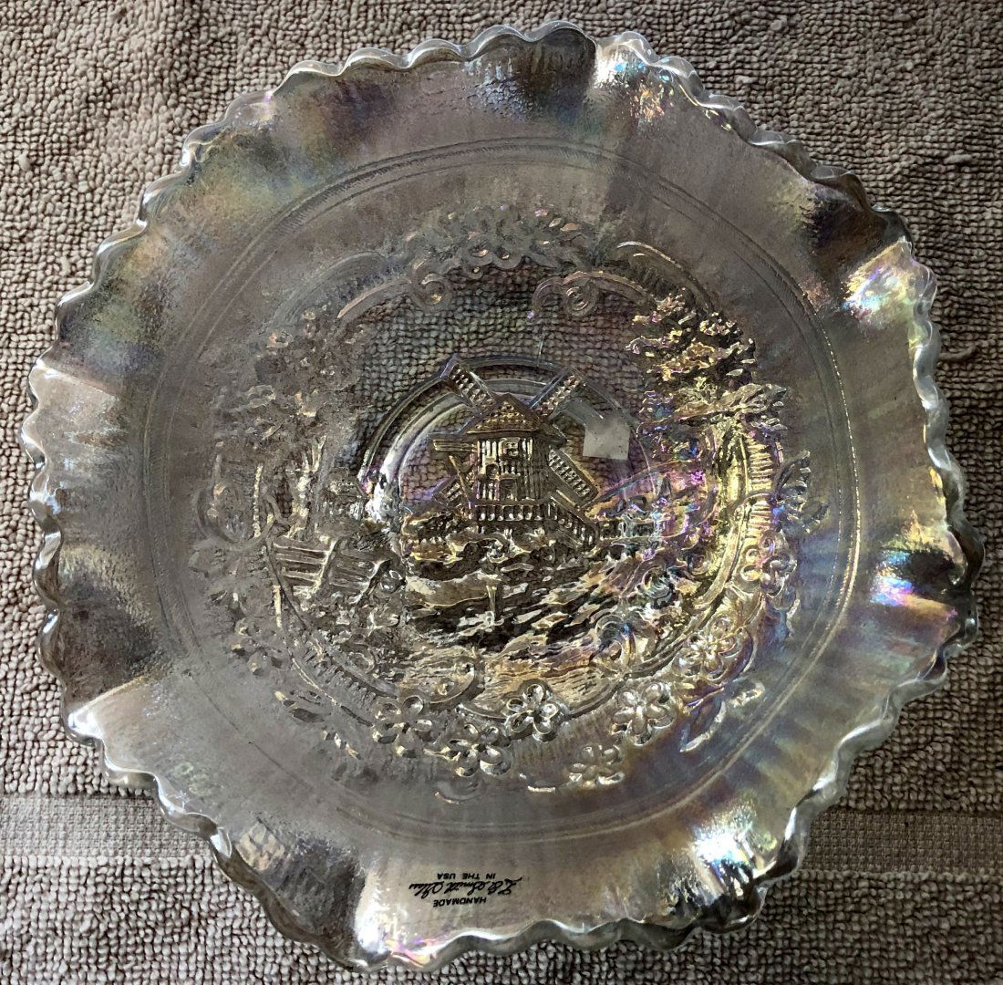 Bowl: Hand made in USA, Smith Glass, has sticker, see photos.