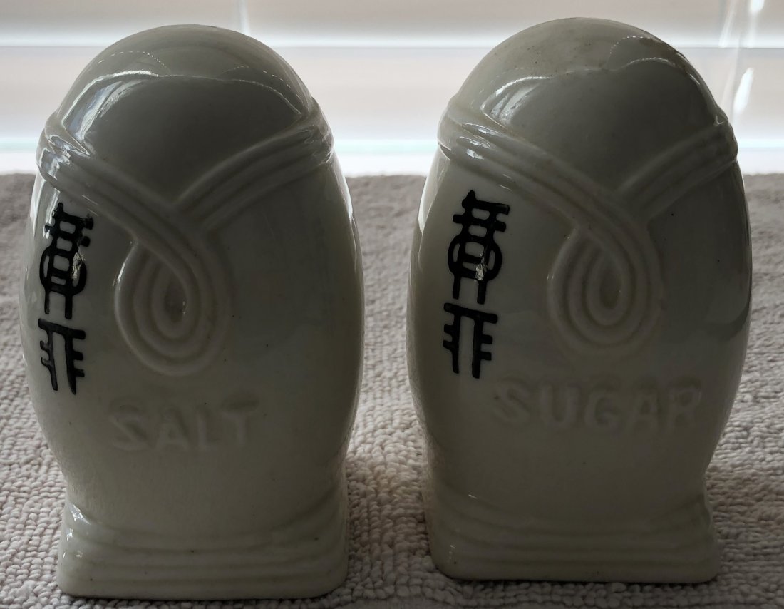 Salt & Sugar Shakers: Large shakers, maker unknown, see photos.