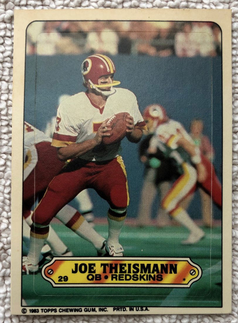 Joe Theismann: 1983 Topps Sticker, #29, see photos.